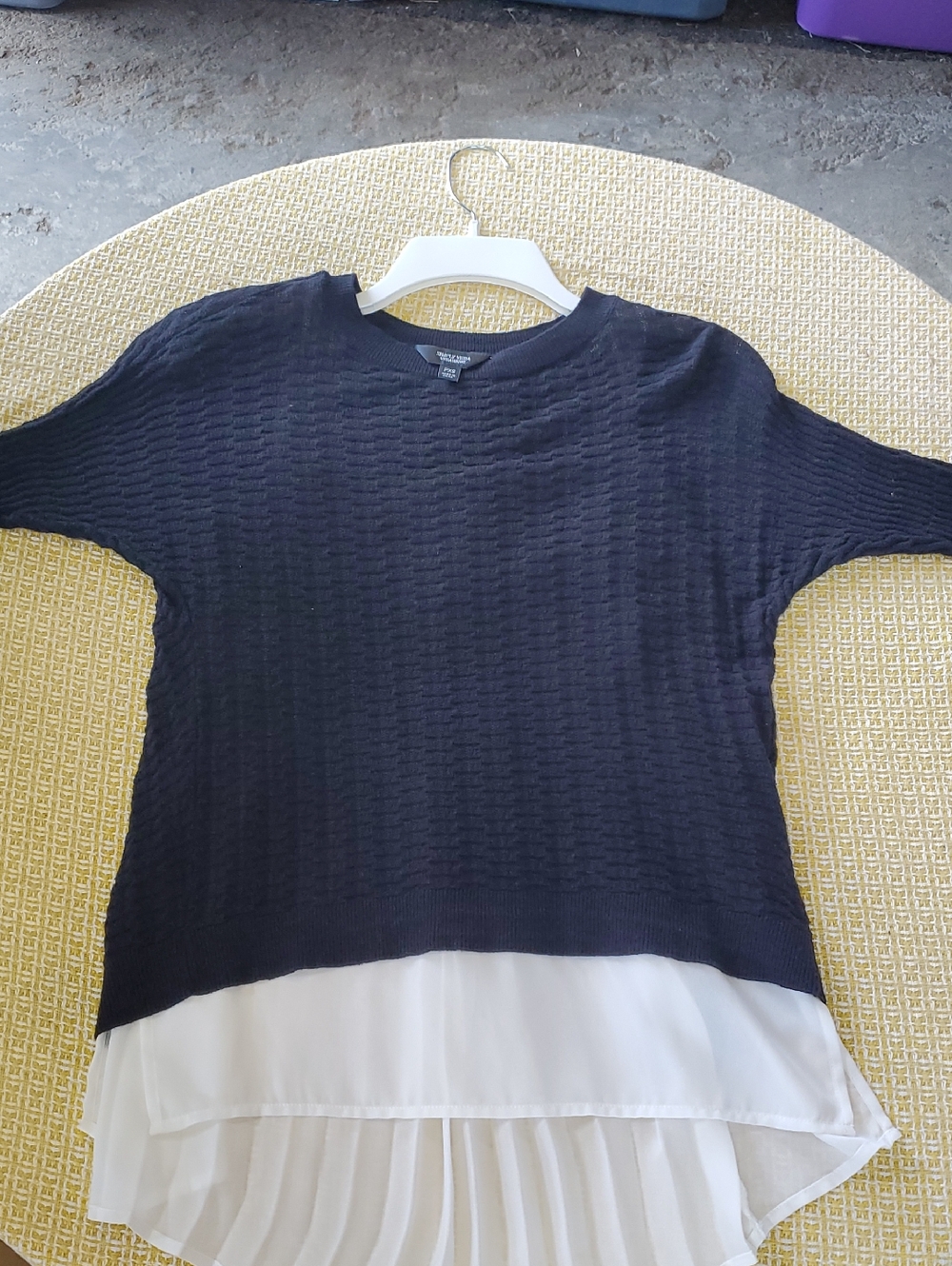 Simply Vera Vera Wang Navy and White Layered Crewneck Sweater